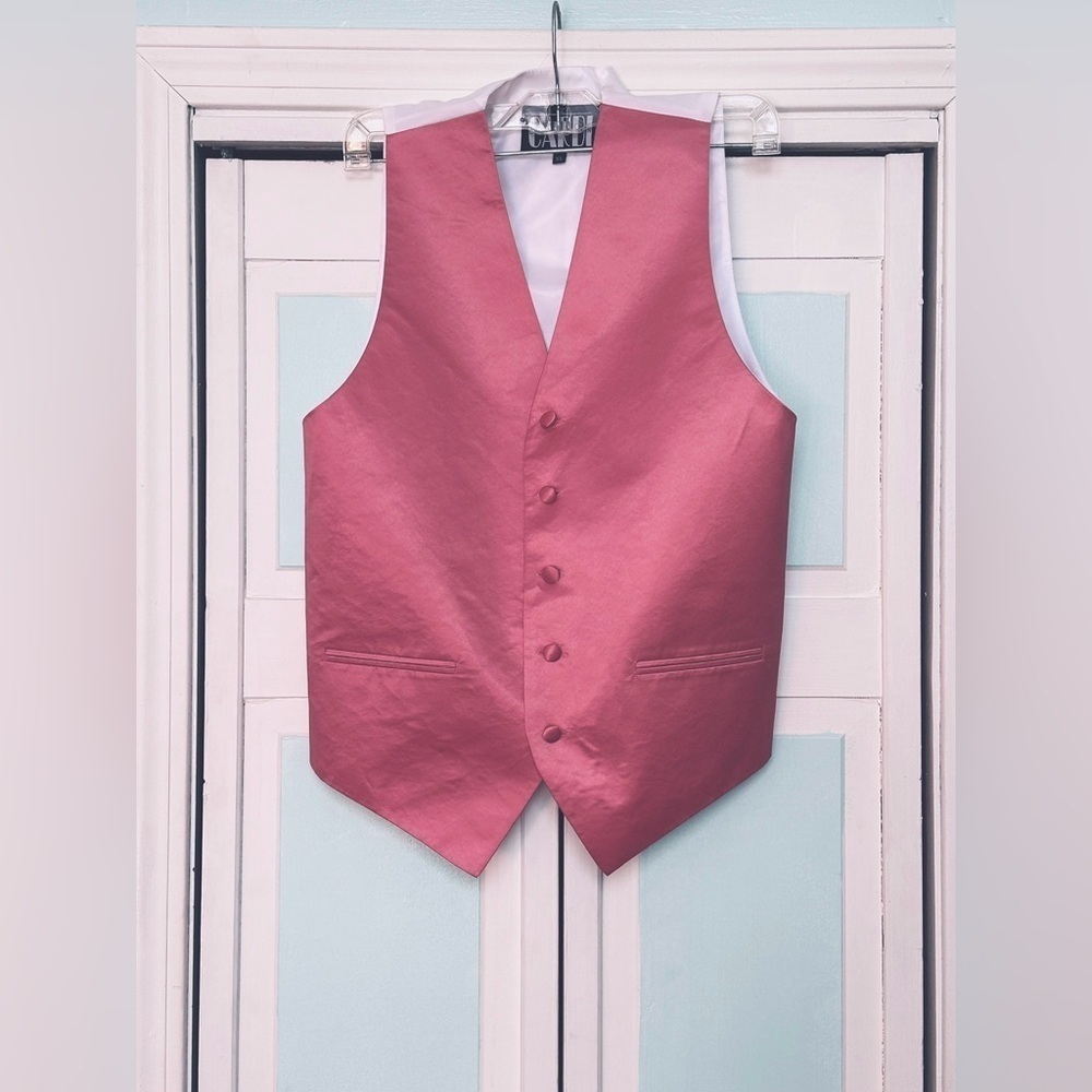 Rose Petal Pink Mauve Satin Closed Back Vest Wedding Prom Men’s XS X-small